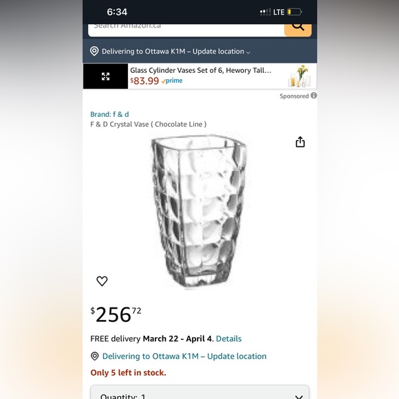 F&D lead free crystal vase - Picture 7 of 7